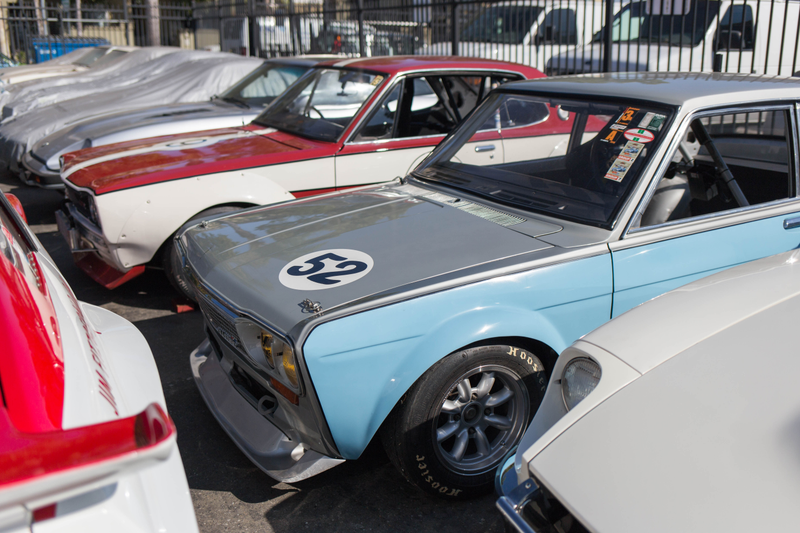 A customer’s 1967 Bluebird SSS Coupe, which started out with a white and orange paint scheme, but was then repainted to Sora (“sky” in Japanese) Blue, a factory paint color of the Datsun 2000 Roadster.